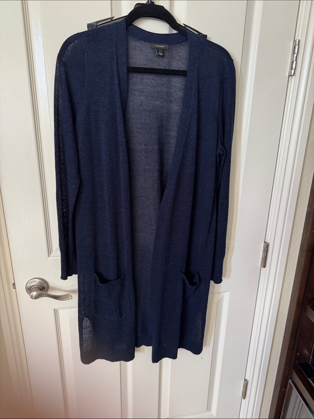 Halogen Navy Open-Front Longline Cardigan